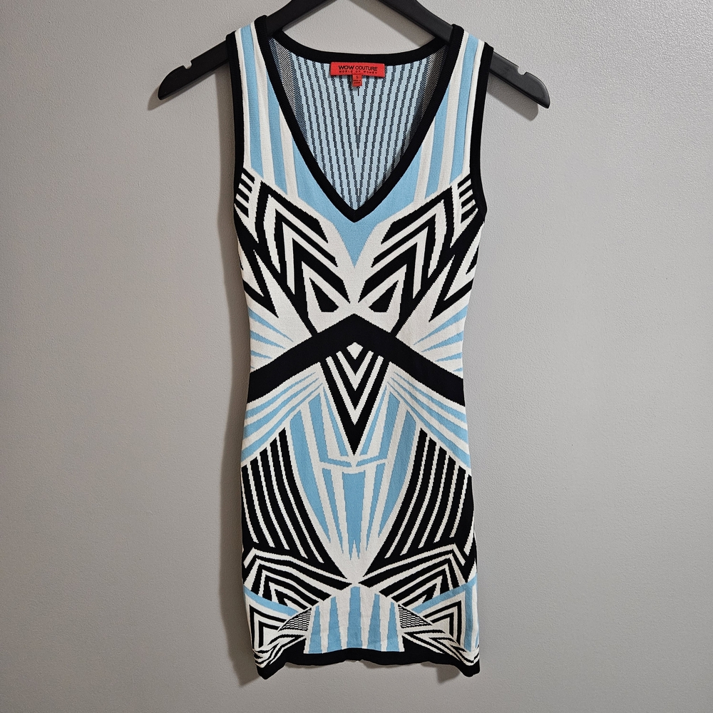 WOW Couture Black and Blue Geometric Mini Dress